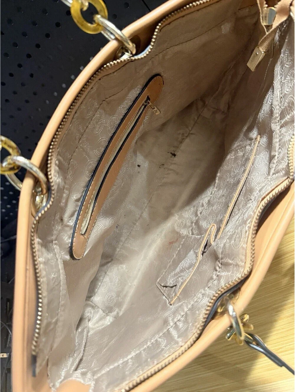 Authentic Michael Kors Cynthia Vanilla Monogram Medium Large Satchel Crossbody
